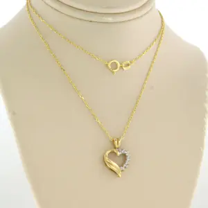 14k gouden collier met hanger met diamant 0.10 ct - 45 cm kopen? Bied vanaf 175!