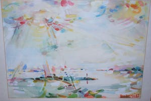 Nico Rijpkema - grote aquarel waterlandschap 1985 - incl gesigneerd kunstboek <- kopen? Bied vanaf 110!