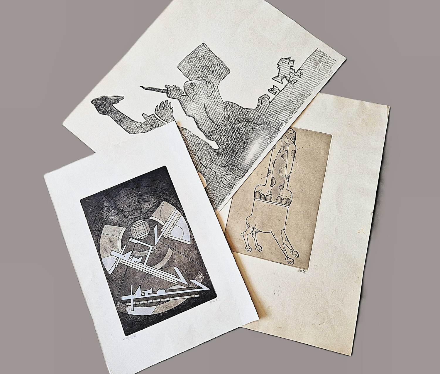 Frits van Geer - drie unieke exemplaren (ets en aquatint en litho) versch. formaten - gesigneerd kopen? Bied vanaf 38!