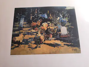 Rob Houdijk - Offset-litho, Titel, "Kippenhok". kopen? Bied vanaf 30!