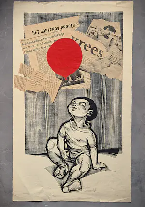 Gerard Gaudaen - Jaren 50 gemengde techniek collage - "schandaal"- potloodgesigneerd kopen? Bied vanaf 31!