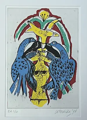 Corneille - Ingelijste gravure Vrouw en vogels, 1998 - Nummer EA 1/10 kopen? Bied vanaf 380!