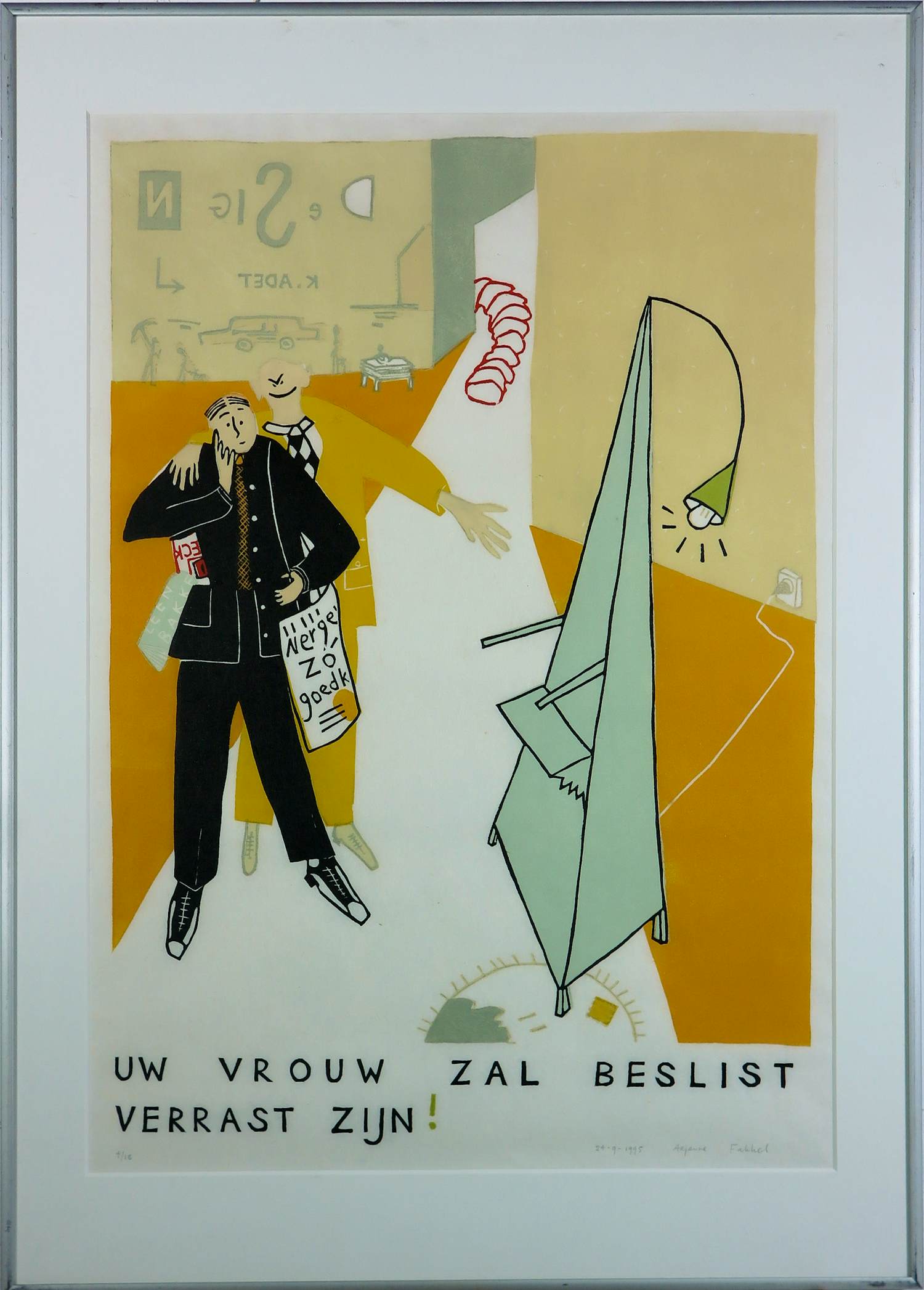 Arjenne Fakkel - Houtsnede op papier, Uw vrouw zal beslist verrast zijn! - Ingelijst kopen? Bied vanaf 40!