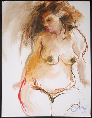 Franscz Witte - Gemengde techniek op papier, Naakt kopen? Bied vanaf 50!