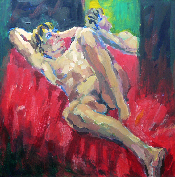 Niet of onleesbaar gesigneerd - Naakt voor een spiegel -acryl- kopen? Bied vanaf 1!