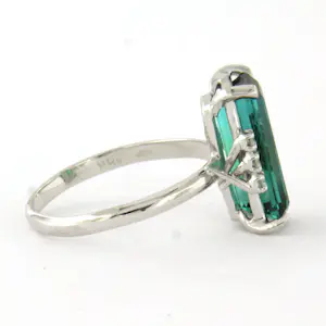 14k wit gouden ring met toermalijn en single cut geslepen diamant tot. 0.12ct kopen? Bied vanaf 510!