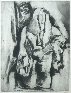 Ramah - Ets in gestoken houten lijst, Vrouw - Ingelijst kopen? Bied vanaf 40!