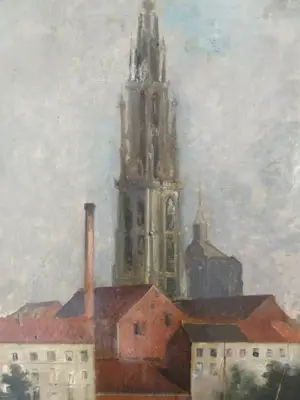 Louis Artan - Stadsgezicht met kathedraal kopen? Bied vanaf 250!