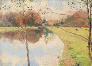 Albert Mulder - Olieverf op doek, Landschap met koeien - Ingelijst kopen? Bied vanaf 50!