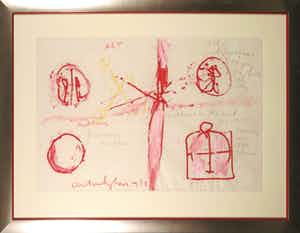 Anton Heyboer - Gemengde techniek op papier, Art and culture - Ingelijst (Groot) verkocht voor € 1!