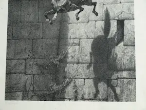 Frederik Hendrik Weissenbruch - Litho, Sprong van de laatste Mammeluk – ingelijst - ca 1870 kopen? Bied vanaf 10!