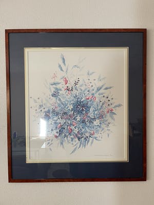 Janneke Brinkman-Salentijn - Bloemstuk rood en blauw kopen? Bied vanaf 1!