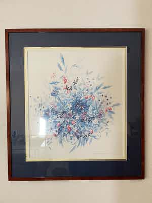 Janneke Brinkman-Salentijn - Bloemstuk rood en blauw verkocht voor € 1!