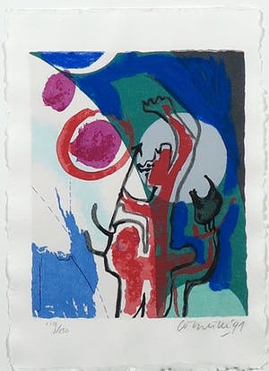 Corneille - en Bert Schierbeek - Zeefdruk en passage uit Een schedel vol stem - Ingelijst kopen? Bied vanaf 120!