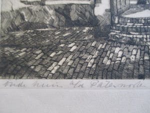 Willem van Dam - Grote ets "Oude huizen aan de Paternoster.." kopen? Bied vanaf 40!