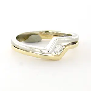 14k bicolour gouden ring met briljant geslepen diamant tot. 0.15ct – F/G - VS/SI kopen? Bied vanaf 550!