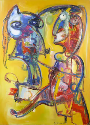 Jan te Wierik - Olieverf op doek, Compositie 36 - Ingelijst (Groot) kopen? Bied vanaf 2600!