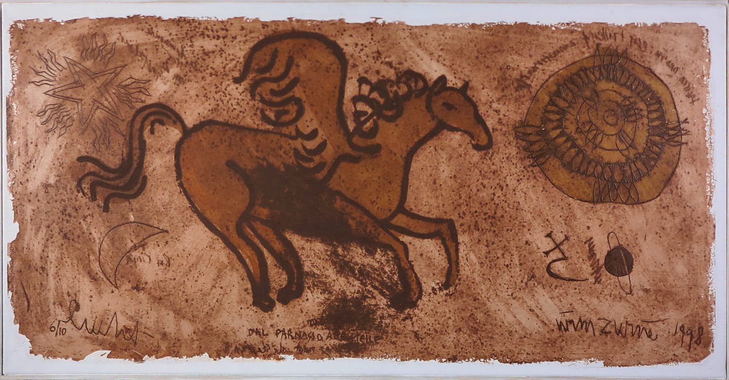 Wim Zurne - Zeefdruk op doek, Pegasus - Ingelijst (groot) kopen? Bied vanaf 30!