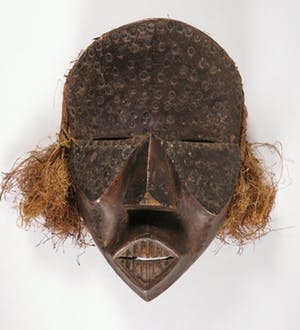 Dan - Hout met plantenresten en nagels, Vrouwelijk masker kopen? Bied vanaf 1!