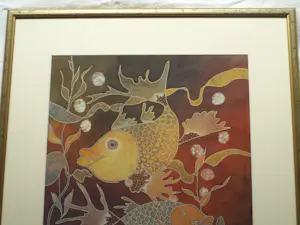 Wiji Hartono Kabul - Batik op zijde , Vissen – Ingelijst, 72 x 71 cm kopen? Bied vanaf 150!
