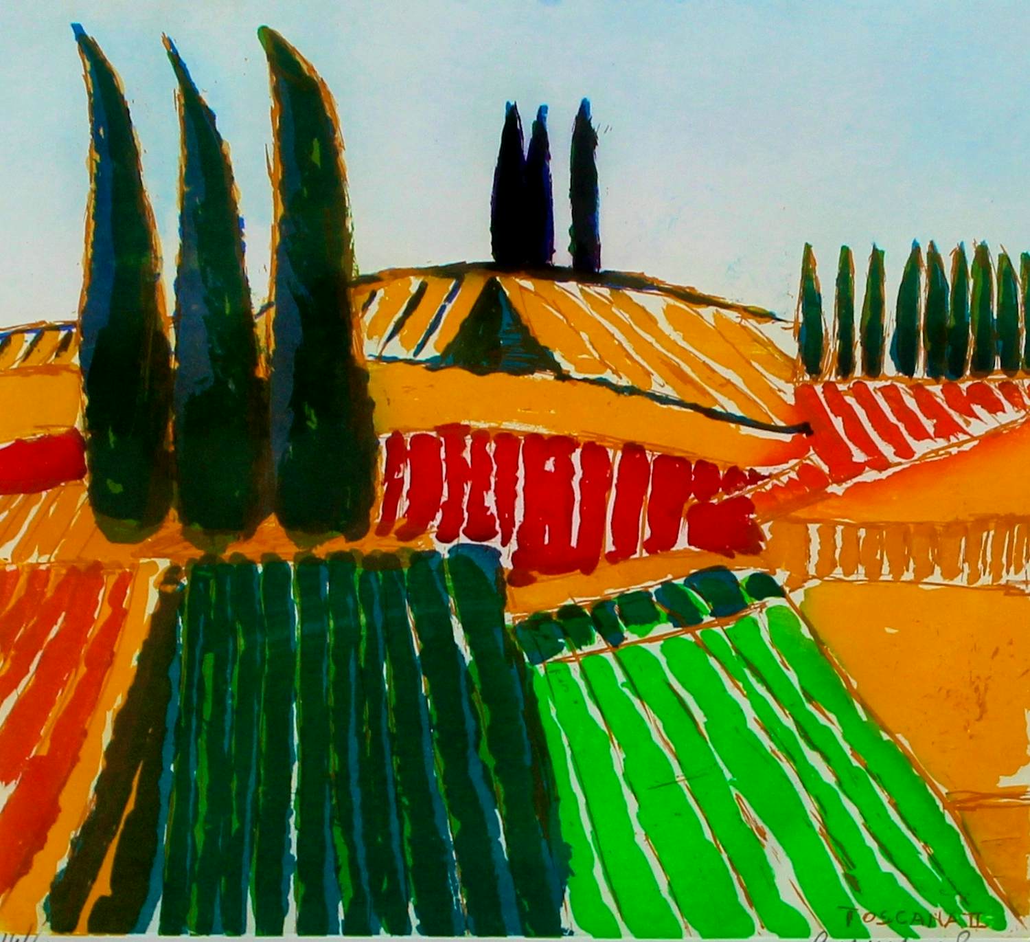 Jan Cremer - Ingelijste ets/aquatint: Toscana II - 1998 verkocht voor € 399!