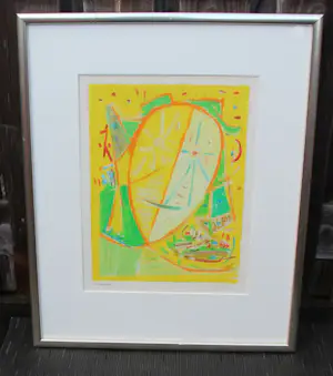 Egill Jacobsen - Ingelijste zeefdruk: Geel masker - 1991 kopen? Bied vanaf 299!