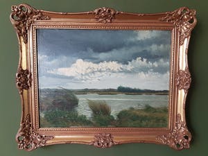 Carel Frederik Kellenbach - Plaslandschap met rietkragen kopen? Bied vanaf 120!