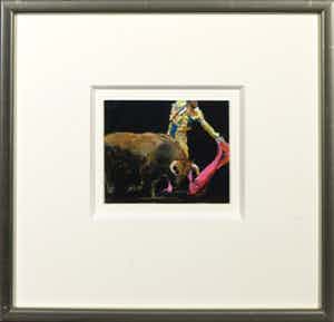 Bert van Zelm - Gouache, Z.T. Toros - Ingelijst verkocht voor € 35!