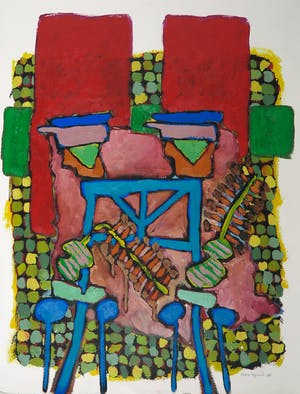 Charles Lagendijk - Olieverf op papier, Abstracte compositie kopen? Bied vanaf 1!