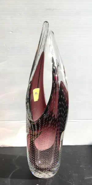 Verreries de Boussu - Vaas in glas met luchtbellen patroon kopen? Bied vanaf 20!