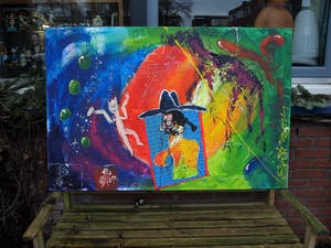 Niet of onleesbaar gesigneerd - Olieverf op doek , Zonder titel – spieraam 80 x 120 cm. kopen? Bied vanaf 1!