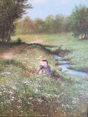 Gerhard Nesvadba - Meisje Plukt Bloemen - Gesigneerd kopen? Bied vanaf 55!
