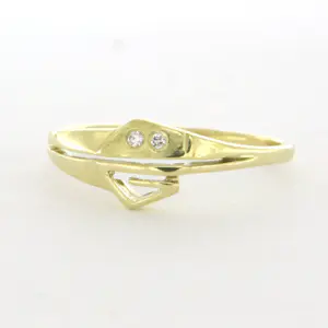 14k geelgouden ring met briljant geslepen diamant tot. 0.03ct – F/G - VS/SI kopen? Bied vanaf 210!