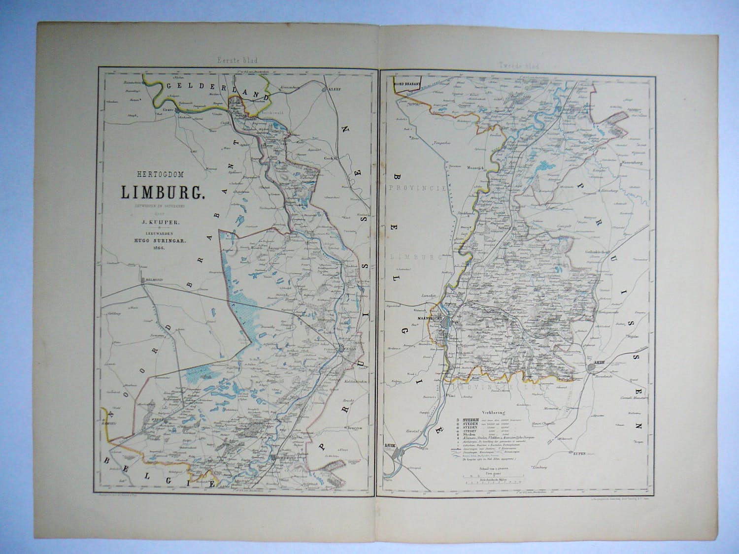 Jacob Kuyper - Kaart Hertogdom Limburg 1866 kopen? Bied vanaf 75!