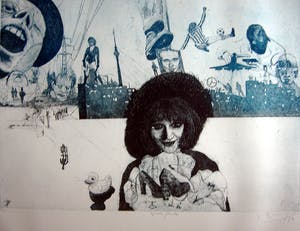 Jochem Roman Schneider - Neue Schuhe, Farbradierung, 1974 kopen? Bied vanaf 425!