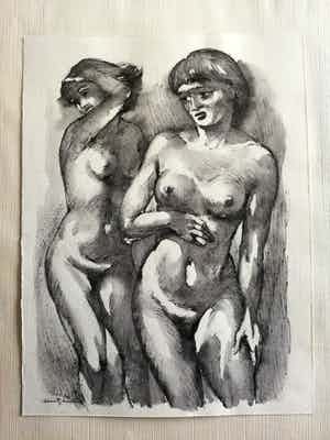 Klaas Pijlman - Twee vrouwen. Naakt. verkocht voor € 49!