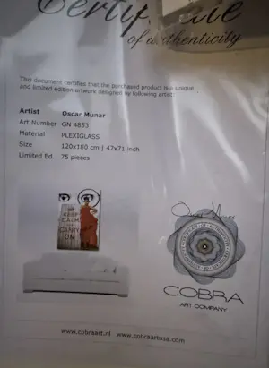 Oscar Munar - 1/75 met certificaat van echtheid kopen? Bied vanaf 450!