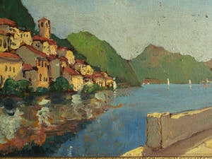 Niet of onleesbaar gesigneerd - Olieverf op paneel , Landschap (Italië?) – ingelijst & gesigneerd kopen? Bied vanaf 1!