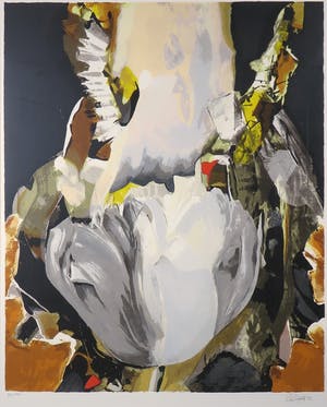 Anita Duijf - Zeefdruk. Z.t. Witte tulp - Ingelijst (Groot) kopen? Bied vanaf 40!