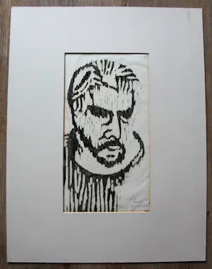 Frank Lodeizen - Houtsnede: de dichter Lucebert - 1957 kopen? Bied vanaf 100!