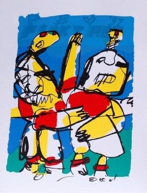 Herman Brood - Zeefdruk: VOETBALLERTJES welke met de hand is gesigneerd door Herman Brood. kopen? Bied vanaf 150!