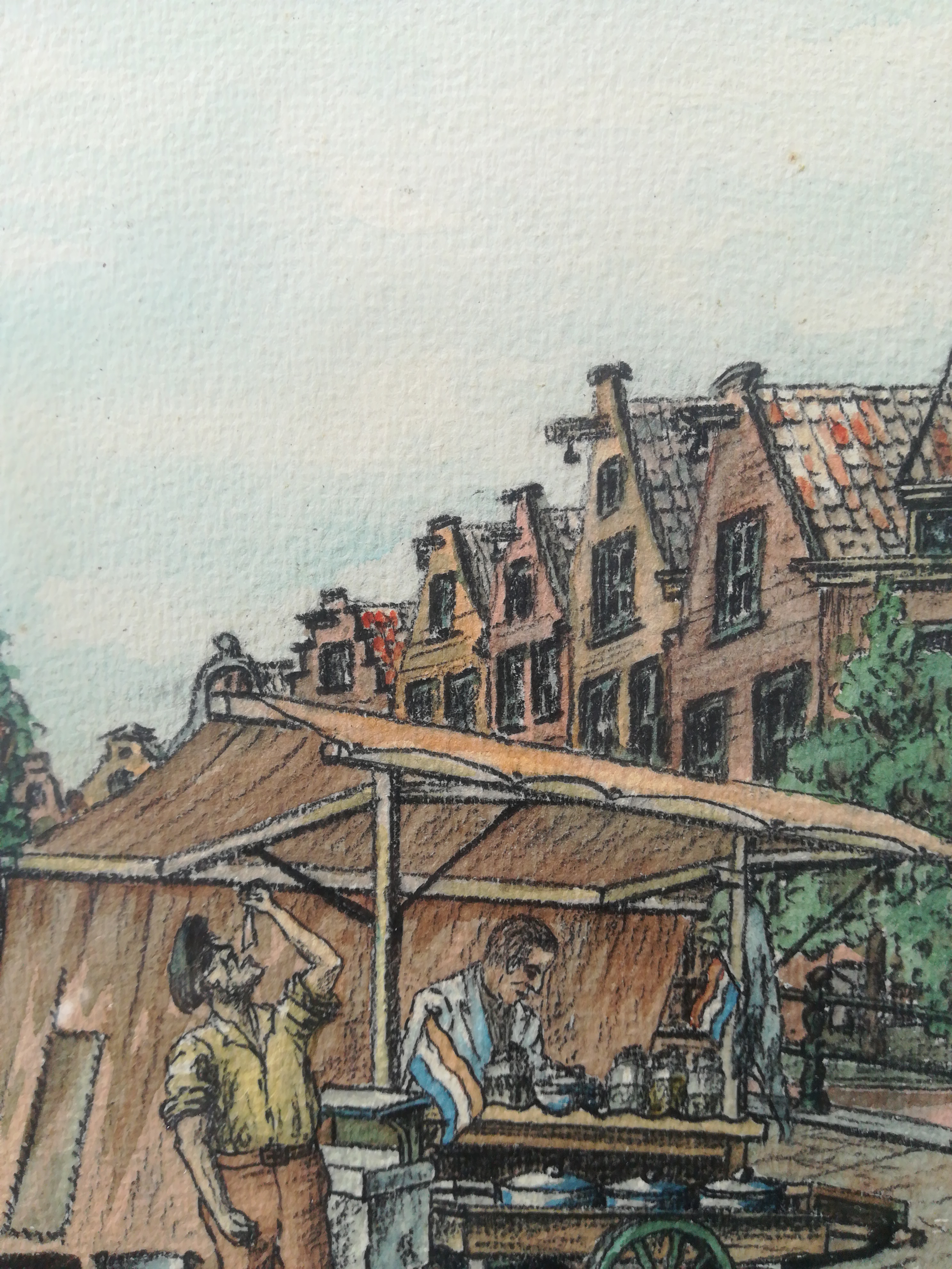 Niet of onleesbaar gesigneerd - Viskraam in Amsterdam  kopen? Bied vanaf 1!