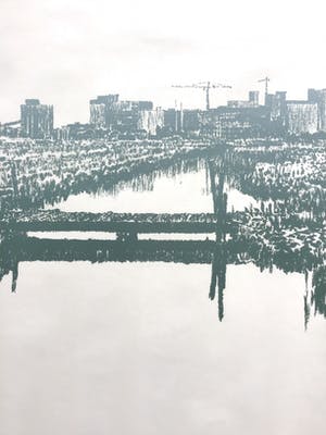 Frans Room - Zeefdruk, Landschap Noord-Holland,gesigneerd en ingelijst kopen? Bied vanaf 25!