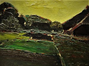 John ter Reehorst - Fascinerend en groot olieverf "Polderlandschap bij invallende avond" 1941 gesign kopen? Bied vanaf 1!