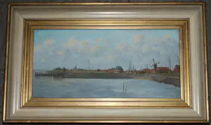 Elbert Hooijberg - Havengezicht (mogelijk Texel) - olieverf op doek kopen? Bied vanaf 125!