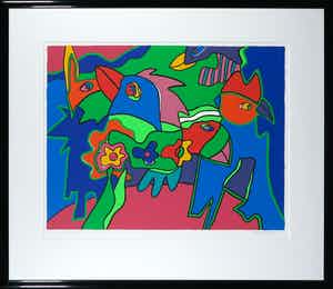 Marianne Naerebout - Zeefdruk, The Big Day - Ingelijst verkocht voor € 50!