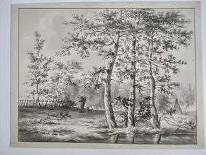 Niet of onleesbaar gesigneerd - 10 Tekeningen Landschap diverse kunstenaars kopen? Bied vanaf 1!