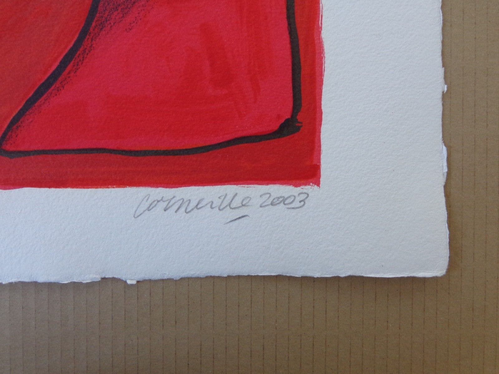 Corneille - VROUWENHOOFD & VOGELS / KLEURLITHO / 60x69cm / SIG 2003 kopen? Bied vanaf 175!