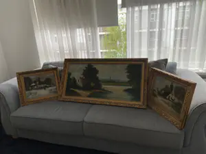Niet of onleesbaar gesigneerd - Drie mooie schilderijen in lijst kopen? Bied vanaf 1!