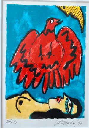 Corneille - zonder titel - gesigneerd - 200 ex - ingelijst verkocht voor € 1!